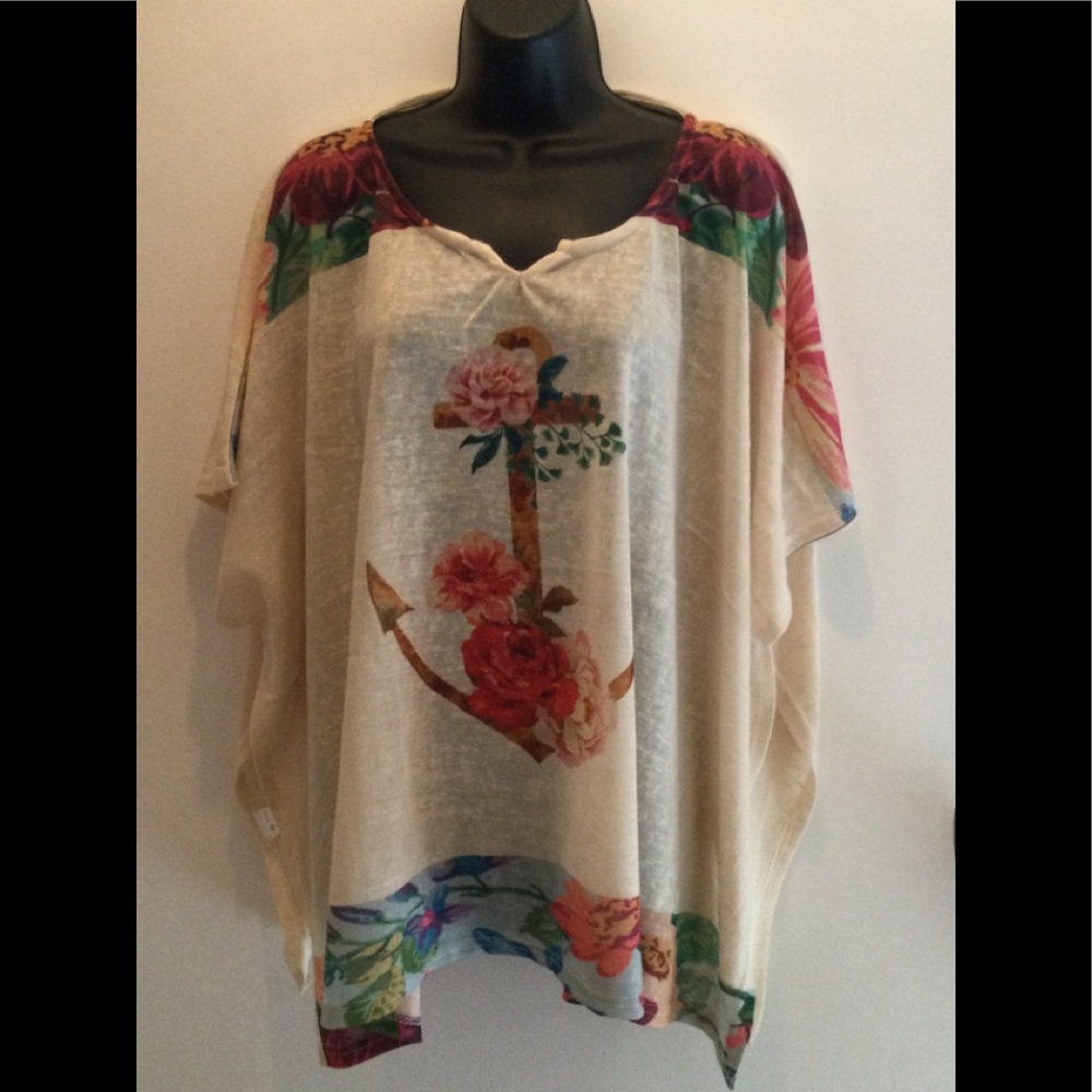 🩷 Floral Anchor Designed Summer Poncho